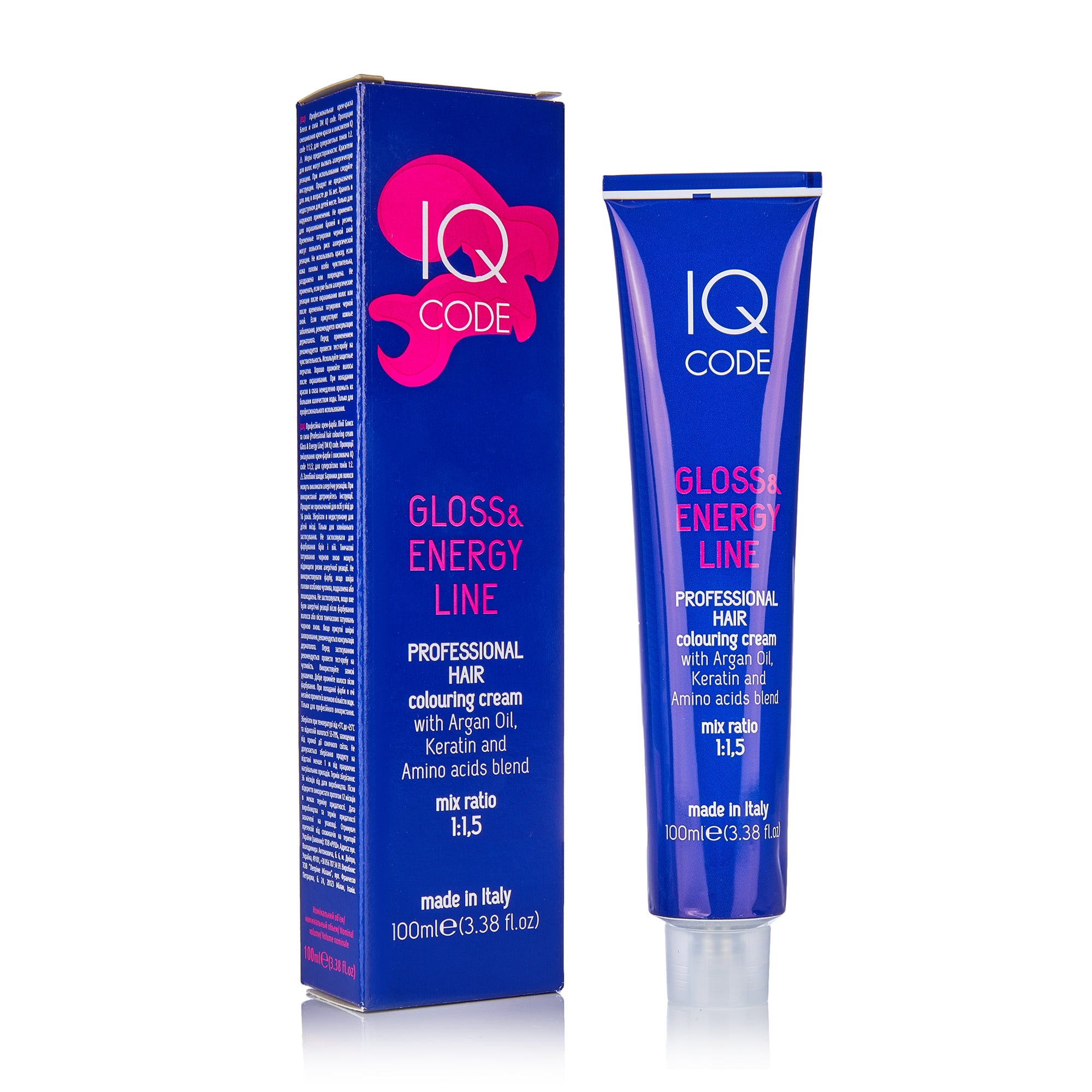 Уцінка! Професійна фарба для волосся IQ Code Gloss &amp; Energy Line, 4/00 Інтенсивний каштановий, 100 мл